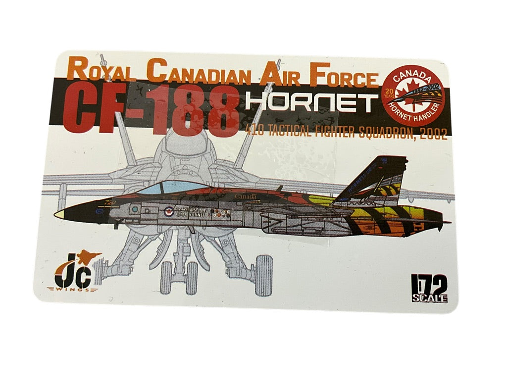 1/72 JC Wings (JCW72F18011) McDonnell Douglas (F18A) CF188 Hornet (188720) '20 Years CF18 Hornet" 410 "Cougars" Sqdn, Canadian Armed Forces 2004 Airshow Demo (Limited Edition of Only 600)