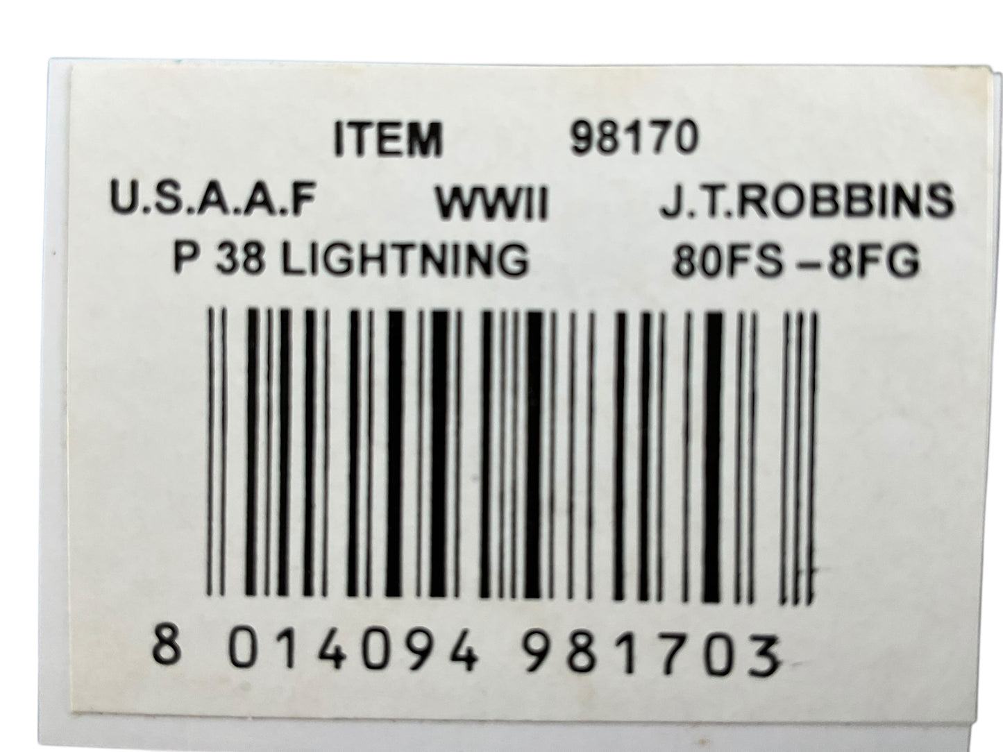 1/48 Armour/Franklin Mint (98170) Lockheed P38 Lightning "Jandina IV" flown by Major J.T.Robbins (22 Kills) 80FS-8FG U.S.A.A.F. (Limited Edition) P38 2001 Release