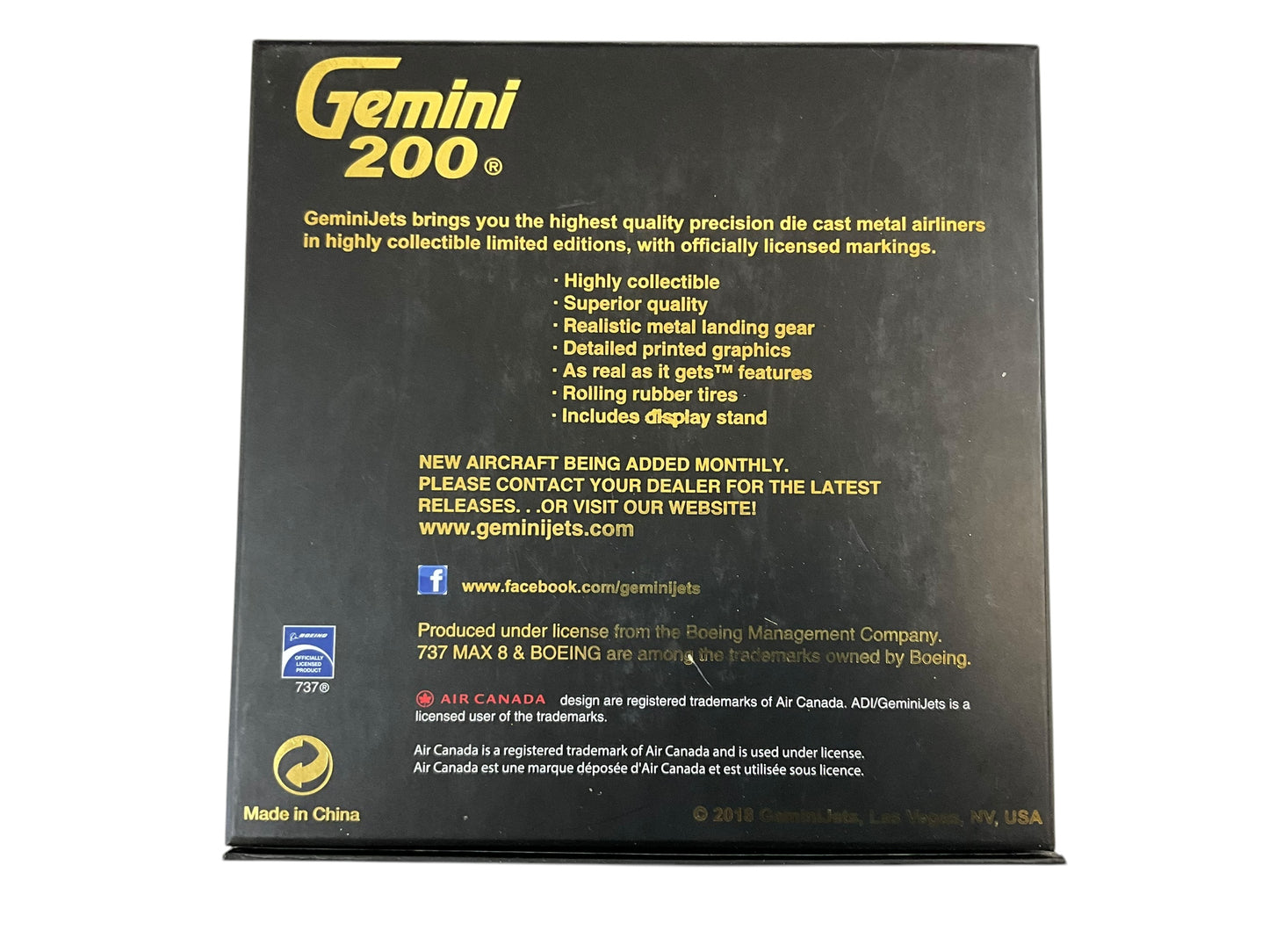 1/200 Gemini200 (G2ACA706) Boeing B737-MAX8 (C-FTJV) ACA 6th-Livery Air Canada (Limited Edition) 2018 Release