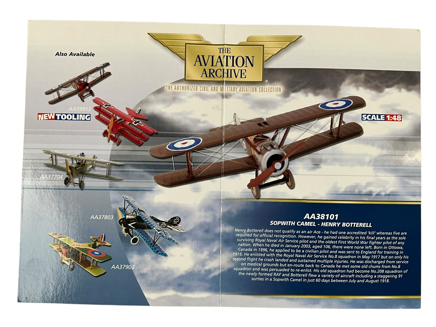 1/48 Corgi (AA38101) Sopwith Camel (D9402) flown by Flt/Lt Henry Botterell 208 Sqdn R.A.f.. (Limited Edition #2000 of Only 2001)