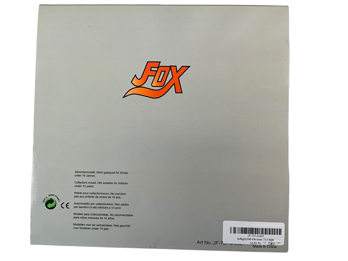 1/200 (Inflight200) J-Fox (JF-737-8-032) Boeing B737-800 (UR-UIA) Ukraine International Airlines (Limited Edition) 2020 Release