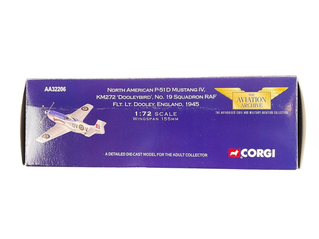 1/72 Corgi (AA32206) North American P51D Mustang IV (KM272) "DooleyBird" flown by Fl/Lt Dooley No.19 Sqdn R.A.F. England 1945 (Limited Edition #1885 of Only 2500)