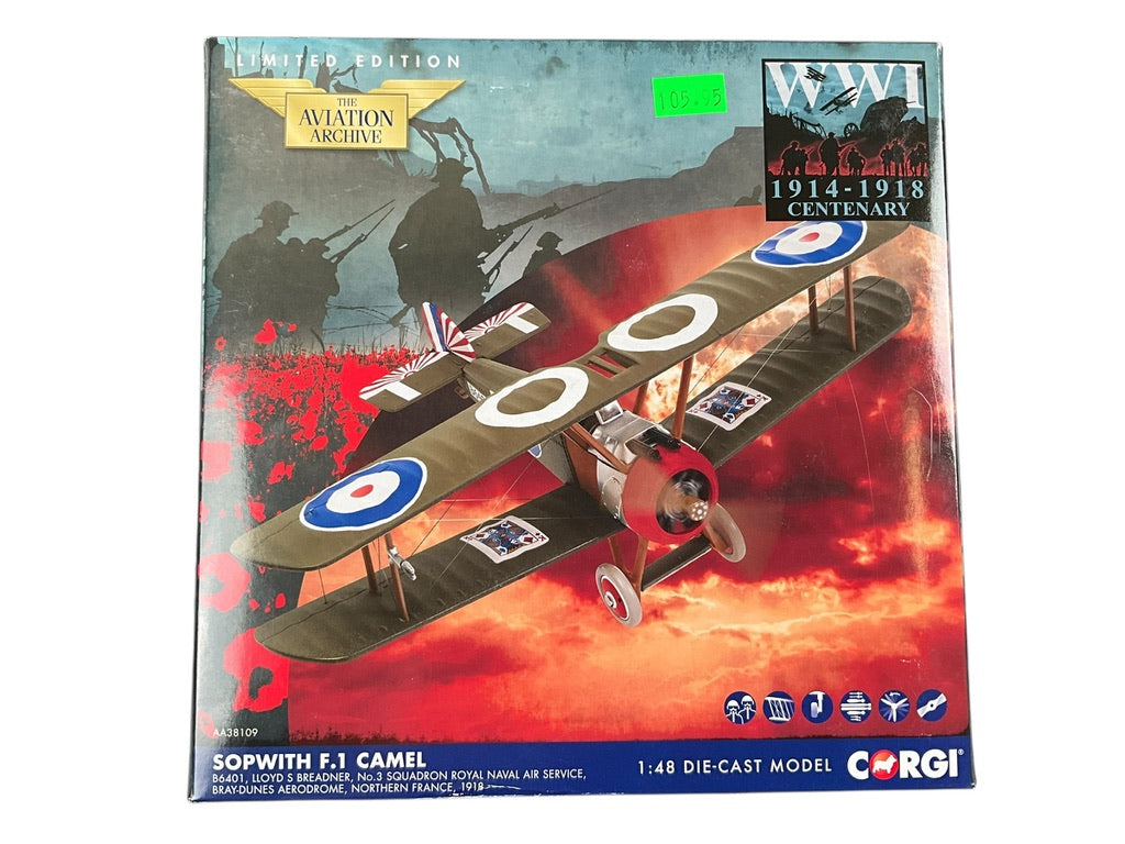 1/48 Corgi (AA38109) Sopwith F.1 Camel (B6491) flown by Flt/Lt Lloyd S, Breadner Naval 3 Sqdn R.N.A.S. Bray Dunes Aerodrome, France, 1918 (Limited Edition #0864 of Only 1000)