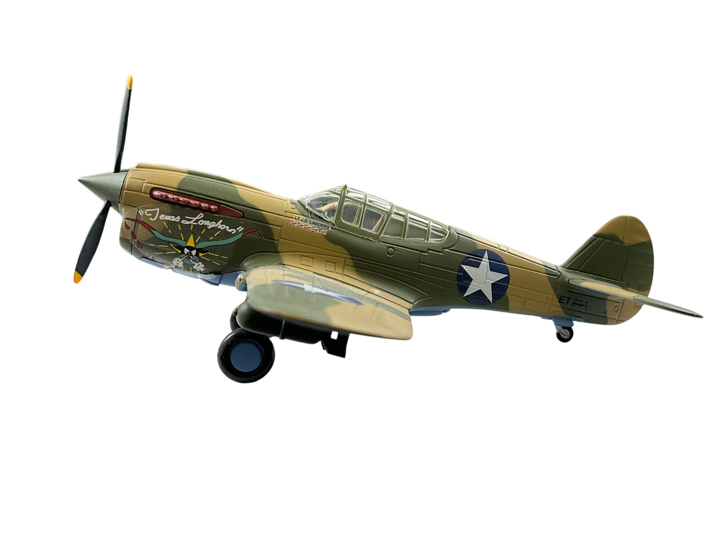 1/48 Franklin Mint/Armour (B11B622) Curtiss P40 WarHawk (ET601) flown bt Lt. J.D.Landers (5-Kills) "Texas Longhorns" 49th FG, 9th FS, U.S.A.A..F. (Limited Edition)