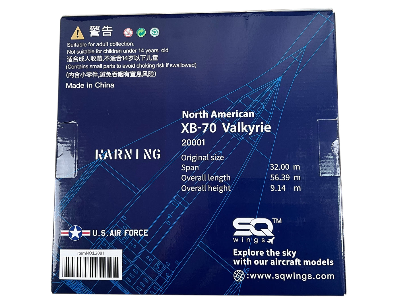 1/200 SQ Wings (L2081) North American XB70 Valkyrie (20001) U.S.Air Force (Limited Edition)