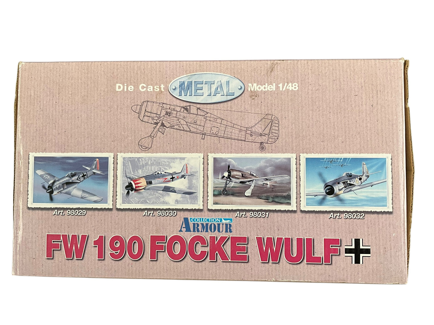 1/48 Armour/Franklin Mint (ART.98031/B11B224) Focke Wulf FW190-A4 Dessert Cammo, flown by Gruppenkommandeur Jagdgeschwader 11 (JG 11—11h Fighter Wing) Adolf Dickfeld (136 Kills) II./JG 2, Deutsche Reich Luftwaffe, Tunísia 1943 (Limited Edition)