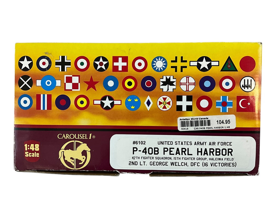 1/48 Carousel-1 (6102) Curtis P40B WarHawk (160) 2nd Lt. George Welch (16 Victories) Heleiwa Field, Hawaii 1942 - 47th Fighter Squadron, 15th Fighter Group, United States Army Air Force (Limited Edition)
