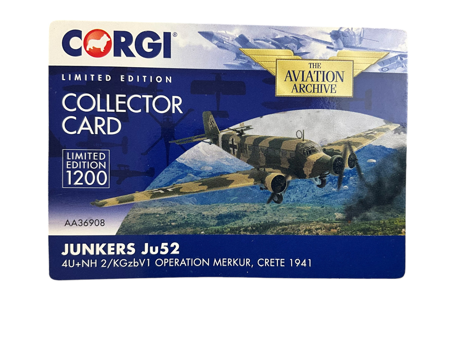 1/72 Corgi (AA36908) Junkers JU52 (4U-NH2) 2/KGzbV1 Operation Merkur, Crete 1941 (Limited Edition @1035 of Only 1200)