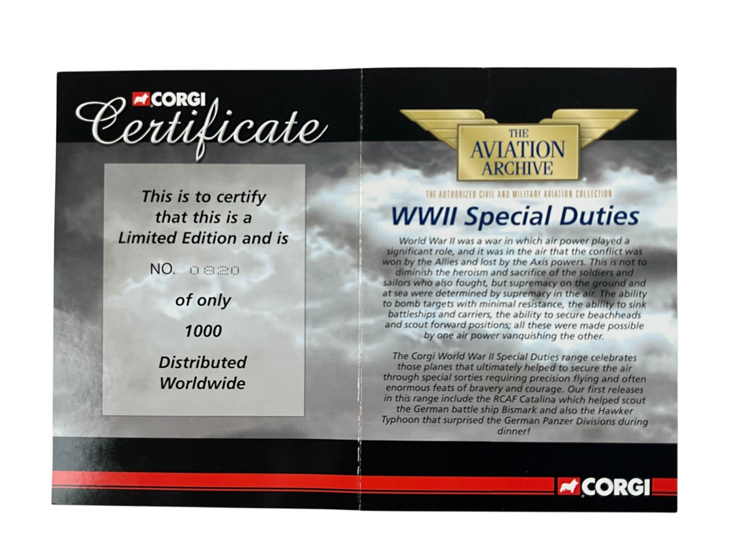 1/72 Corgi (AA36107) Consolidated (Catalina PBY-5A) Canso IVA (JX580) No. 117 Sqdn R.C.A.F. Sydney, Nova Scotia, 1942 Limited Edition #0820 of Only 1000)