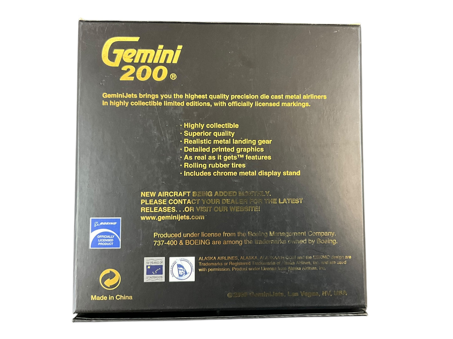 1/200 Gemini200 (G2ASA174) Boeing B737-400 (N705AS) "CargoDawg" DogSled & Alaska Attractions Livery - Alaska Airlines (Limited Edition) 2009 Release
