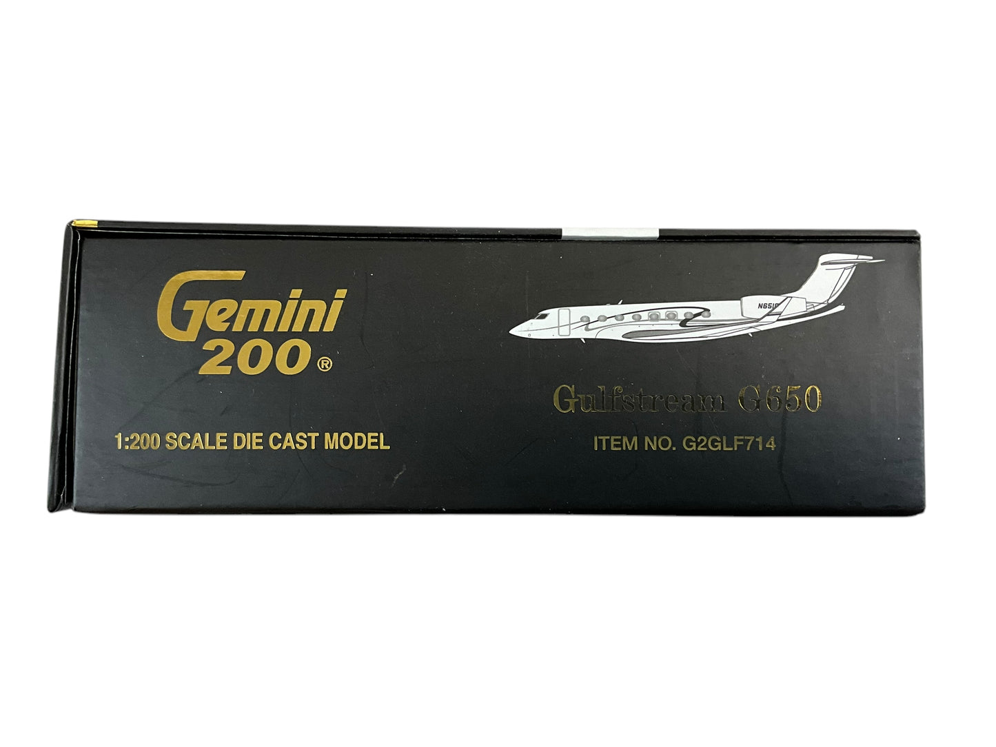1/200 Gemini200 (G2GLF714) Gulfstream G650 (N651GJ) White with Dual Black & Gray Wave Cheat Lines (;limited Edition) 2018 Release