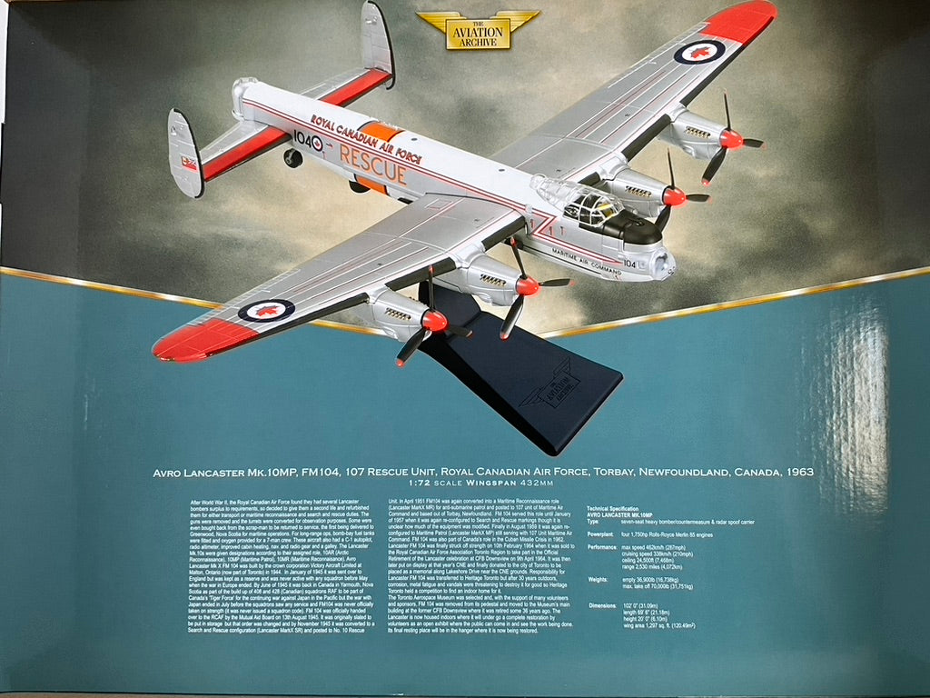 1/72 Corgi (AA32606) Victory Aircraft (Avro) Lancaster MK.10MP (FM104) 107 Rescue Unit, Maritime Air Command, Royal Canadian Air Force, Torbay, Newfoundland 1963 (Limited Edition #403 of ONLY 2000)
