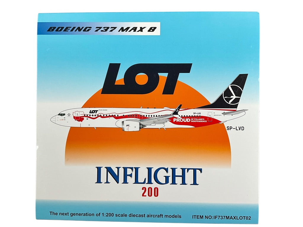1/200 INFLIGHT200 (IF737MAXLOT02) BOEING B737MAX8 (SP-LVD) LOT POLISH AIRLINES "PROUD of POLAND'S INDEPENDENCE" Livery 2018 (LIMITED EDITION) 2024 Release