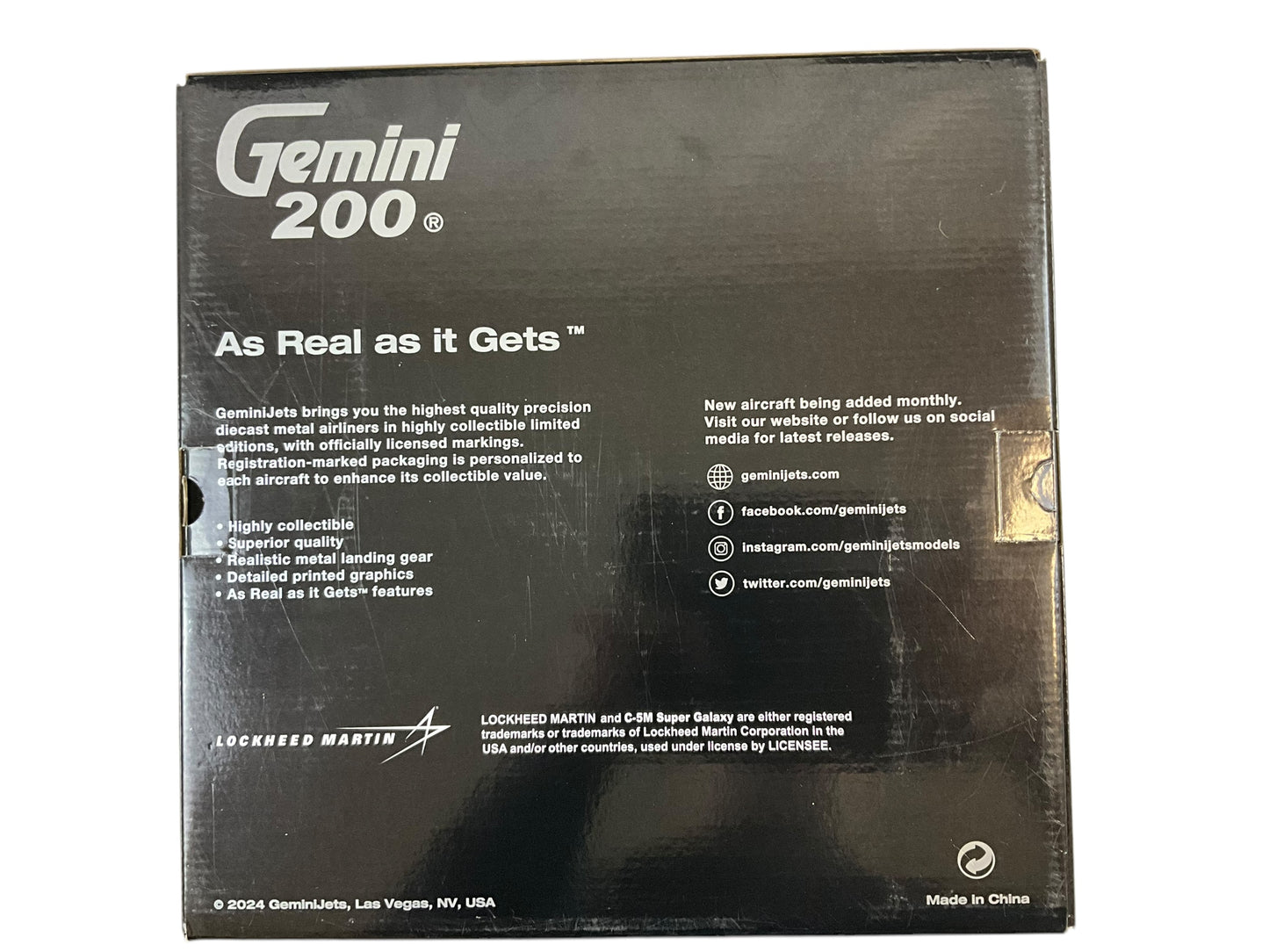 1/200 Gemini200 (G2AFO1135) Lockheed C5M Super Galaxy (50009) 433rd AW Lackland AFB Texas (AFNS) U.S.A.F. (Limited Edition) 2024 Release