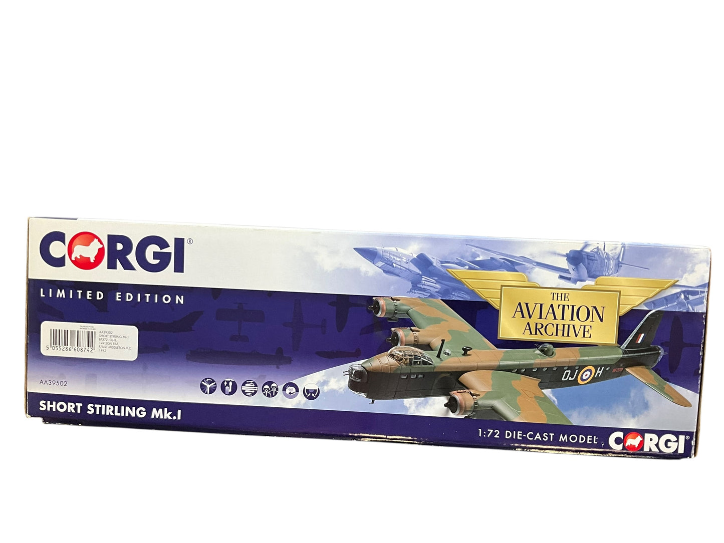 1/72 Corgi (AA39502) Short Stirling MK.I (BF372 /OJ+H) flown by F/SGT Rawdon ‘Ron’ Middelton V.C., 149 Sqdn R.A.F. (Limited Edition #1556 of Only 2200)