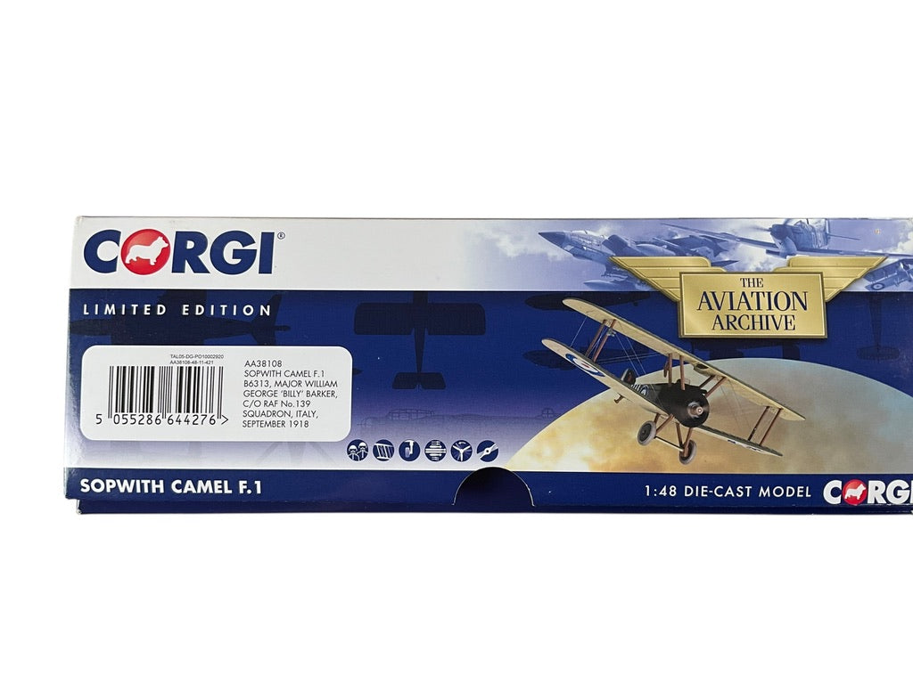 1/48 Corgi (AA38108) Sopwith Camel F-1 (AAB6313) Major William George "Billy" Barker W.W.I C/O No.139 Sqdn R.A.F. Italy, Sept. 1918 (Limited Edition #0965 of Only 1000)