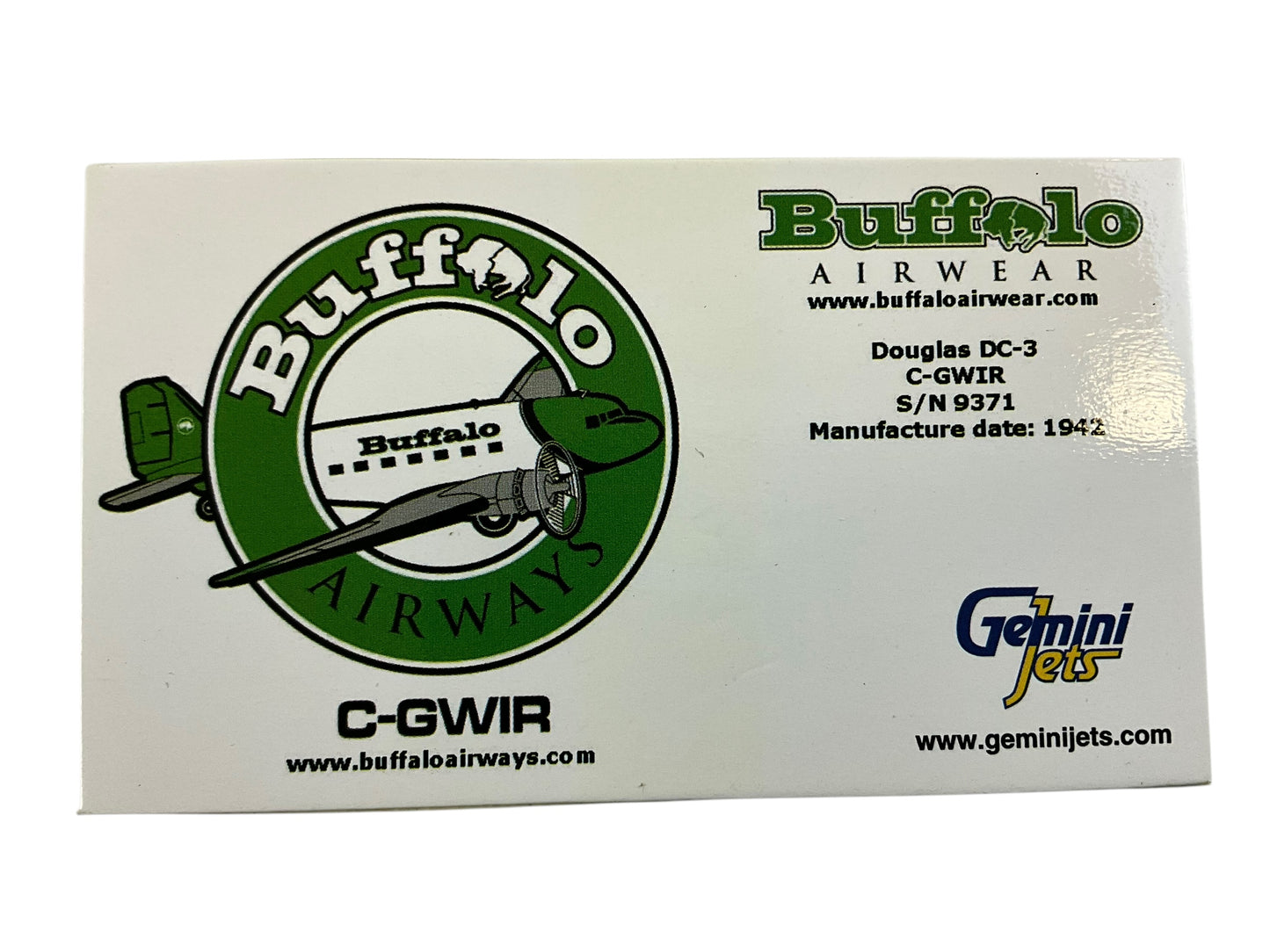 1/200 Gemini200 (G2BFL354) Douglas DC3 (C-GWIR) 1942 s/n9371 Buffalo Airways (Limited Edition 0460 of Only 1400) 2012 Release