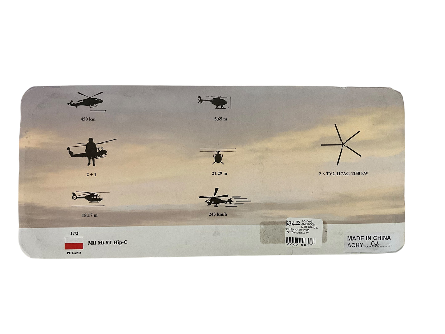 1/72 Amercom Mil Mi-8T Hip-C Helicopter DieCast POLISH Army