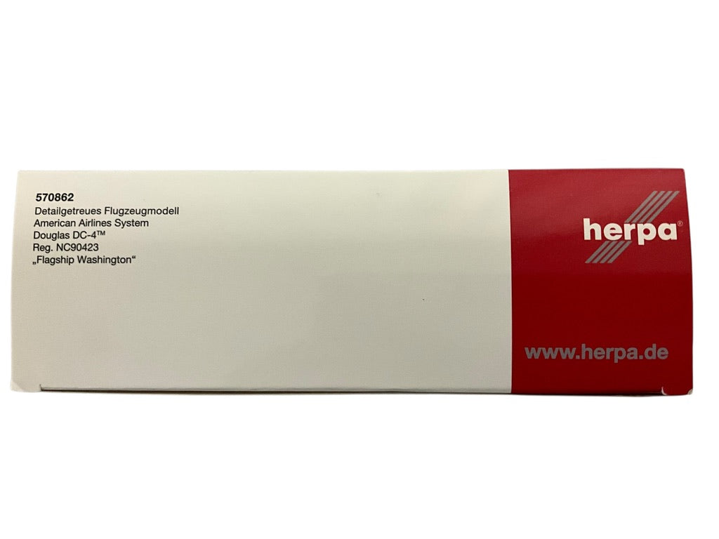 1/200 Herpa (570862) Douglas DC4 (NC90423) "Flagship Washington" American Airlines System (Limited Edition)