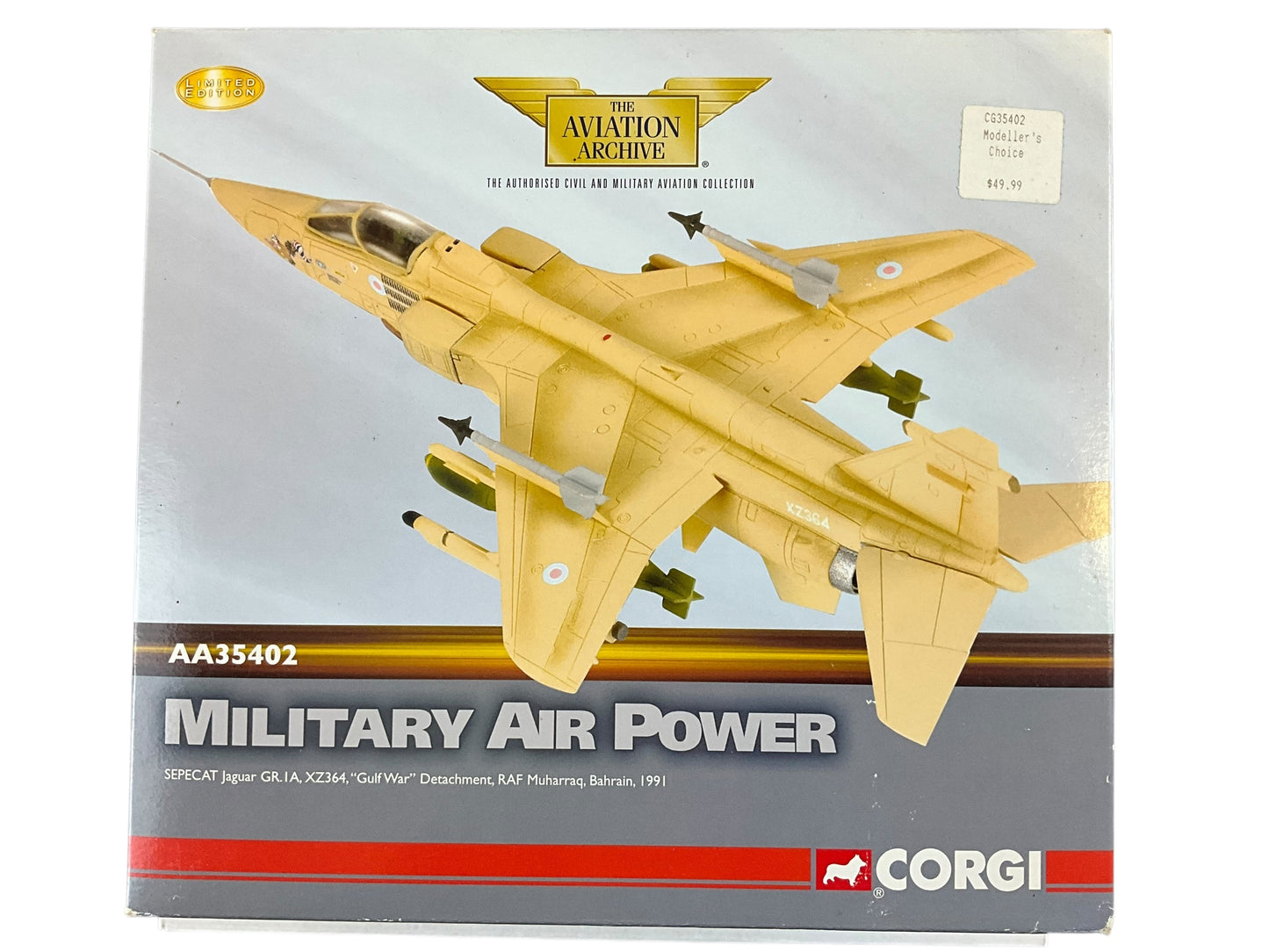 1/72 Corgi (AA35402) Sepecat Jaguar GR.1A "Sadman" (XZ2364) "Gulf War" Muharraq, Bahrain No.54 Sqdn R.A.F. 1991 (Limited Edition #1418 of 3200)
