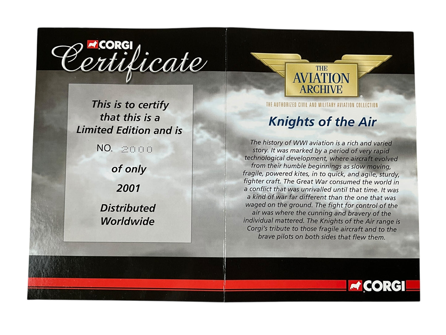 1/48 Corgi (AA38101) Sopwith Camel (D9402) flown by Flt/Lt Henry Botterell 208 Sqdn R.A.f.. (Limited Edition #2000 of Only 2001)