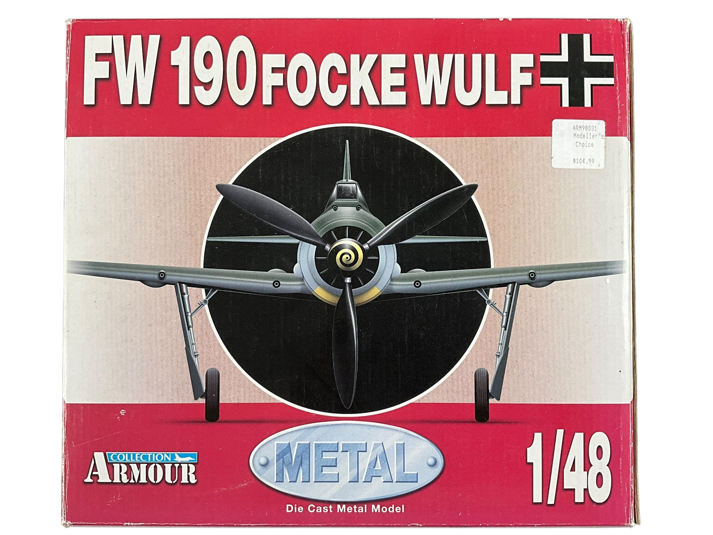1/48 Armour/Franklin Mint (ART.98031/B11B224) Focke Wulf FW190-A4 Dessert Cammo, flown by Gruppenkommandeur Jagdgeschwader 11 (JG 11—11h Fighter Wing) Adolf Dickfeld (136 Kills) II./JG 2, Deutsche Reich Luftwaffe, Tunísia 1943 (Limited Edition)