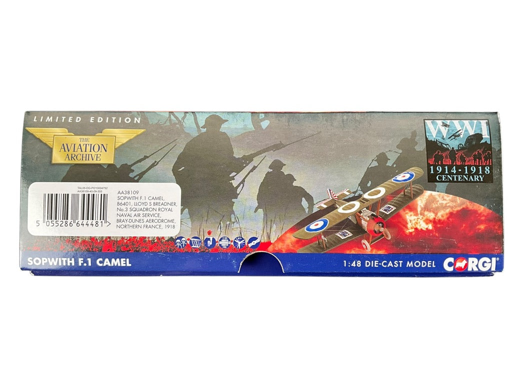 1/48 Corgi (AA38109) Sopwith F.1 Camel (B6491) flown by Flt/Lt Lloyd S, Breadner Naval 3 Sqdn R.N.A.S. Bray Dunes Aerodrome, France, 1918 (Limited Edition #0864 of Only 1000)