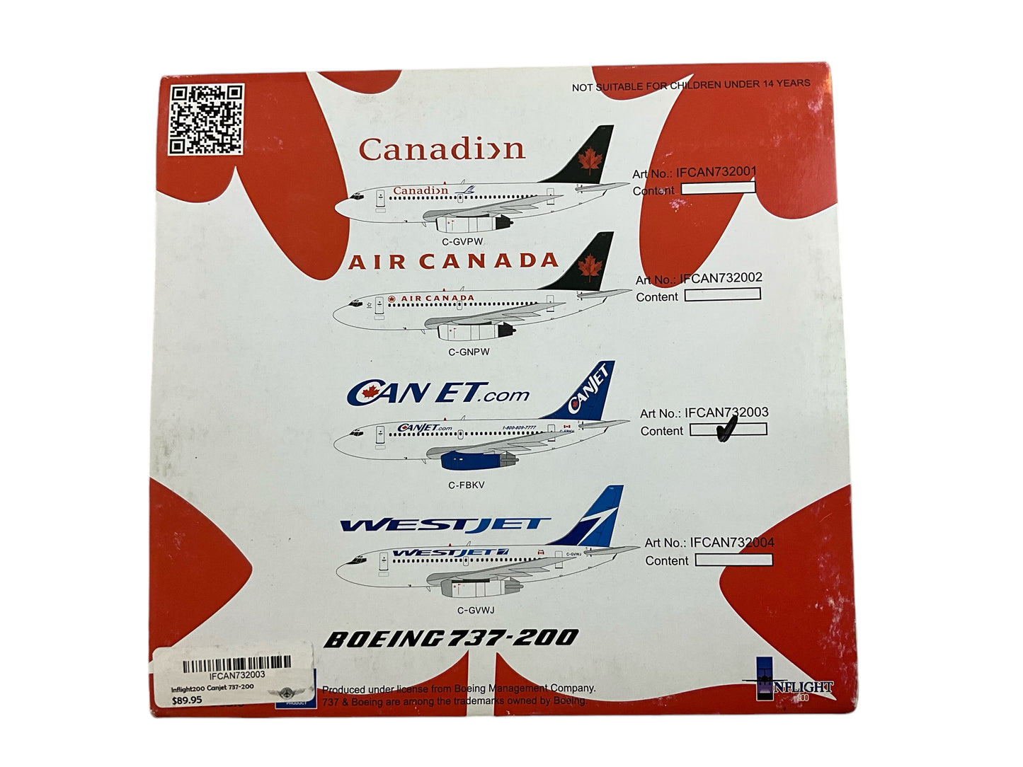 1/200 Inflight200 (IFCAN732003) Boeing B737-200 (C-FBKV) 1st CJT Livery CanJet (Limited Edition) of Only 132