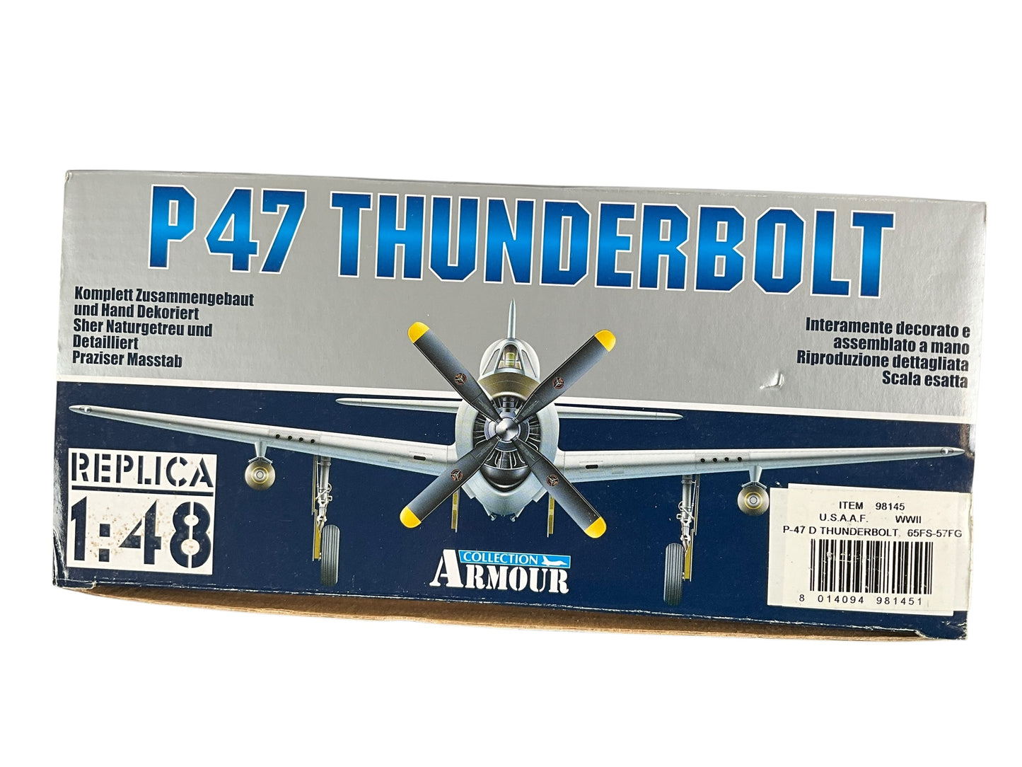 1/48 Armour/Franklin Mint (98145) Republic P47D Thunderbolt (54 + 420344) "Norma" WWII 65FS 57FG U.S.A.A.F. (Limited Edition)