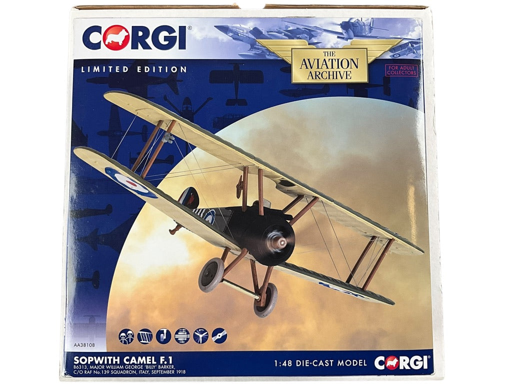 1/48 Corgi (AA38108) Sopwith Camel F-1 (AAB6313) Major William George "Billy" Barker W.W.I C/O No.139 Sqdn R.A.F. Italy, Sept. 1918 (Limited Edition #0965 of Only 1000)