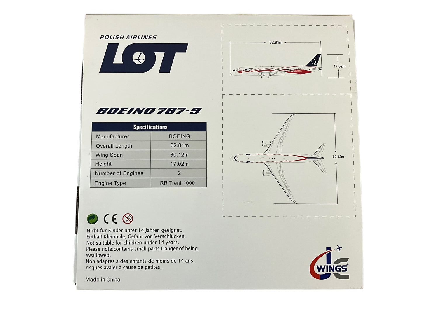 1/200 JC WINGS BOEING B787-9 LOT POLISH AIRLINES * PROUD of POLAND'S INDEPENDENCE *