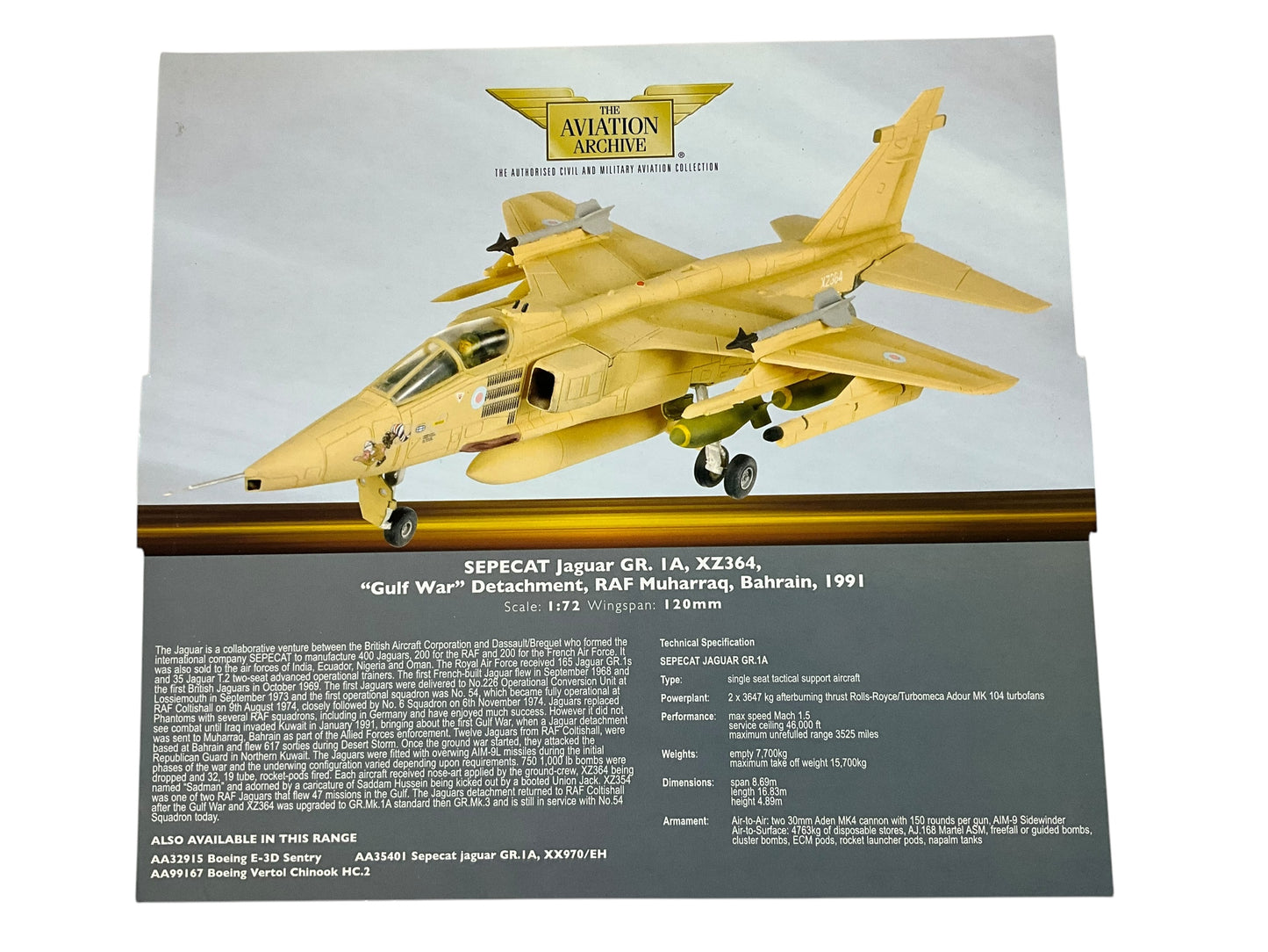 1/72 Corgi (AA35402) Sepecat Jaguar GR.1A "Sadman" (XZ2364) "Gulf War" Muharraq, Bahrain No.54 Sqdn R.A.F. 1991 (Limited Edition #1418 of 3200)