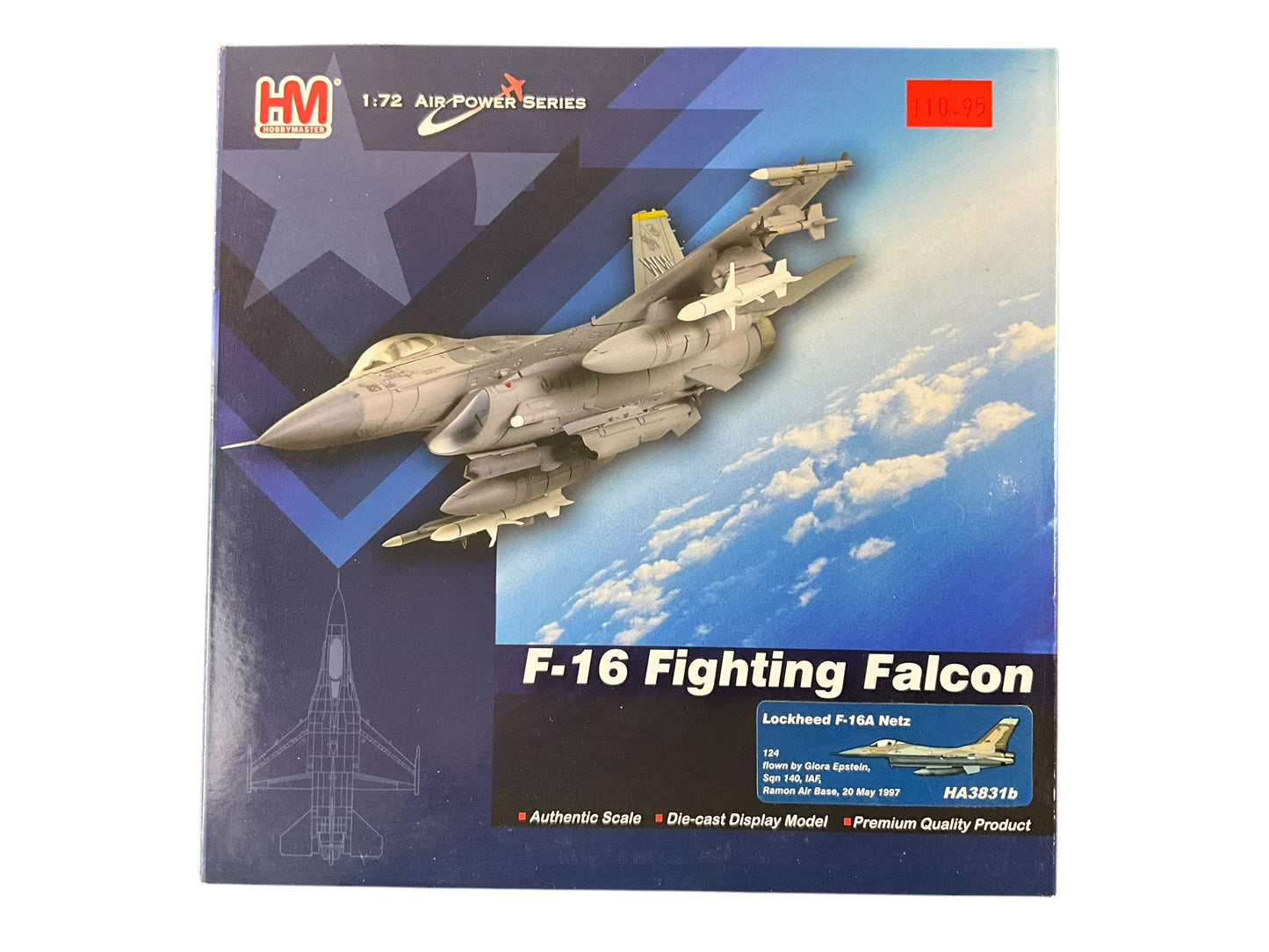 1/72 HobbyMasdtert (HA3831b) Lockheed F16A {Fighting Falcon) Netz (124) flown bt Giora Epstein Ramon AB, 140 Sqdn I.A.F May 20, 1997 (Limited Edition of Only 600)