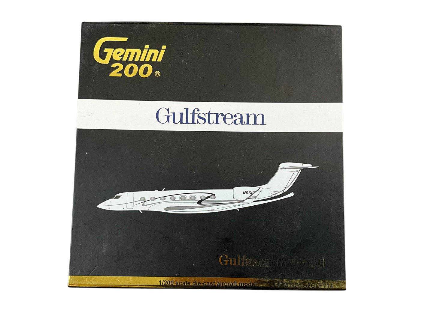 1/200 Gemini200 (G2GLF714) Gulfstream G650 (N651GJ) White with Dual Black & Gray Wave Cheat Lines (;limited Edition) 2018 Release