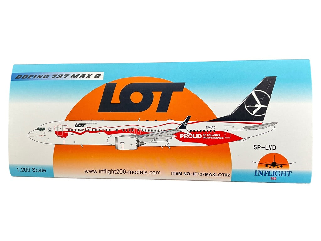 1/200 INFLIGHT200 (IF737MAXLOT02) BOEING B737MAX8 (SP-LVD) LOT POLISH AIRLINES "PROUD of POLAND'S INDEPENDENCE" Livery 2018 (LIMITED EDITION) 2024 Release