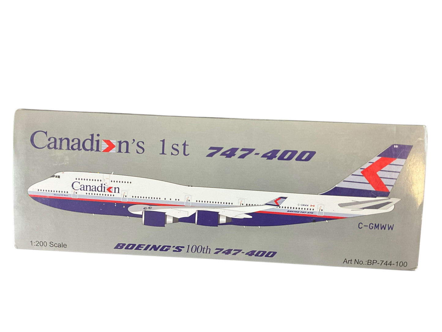 1/200 (Inflight200) B-Models (BP-744-100) Boeing B747-475 (C-GMWW) " Maxwell W. Ward " Boeing's 100th B747-400" 1st CDN "Chevron" Livery - Canadian Airlines International (Limited Edition)