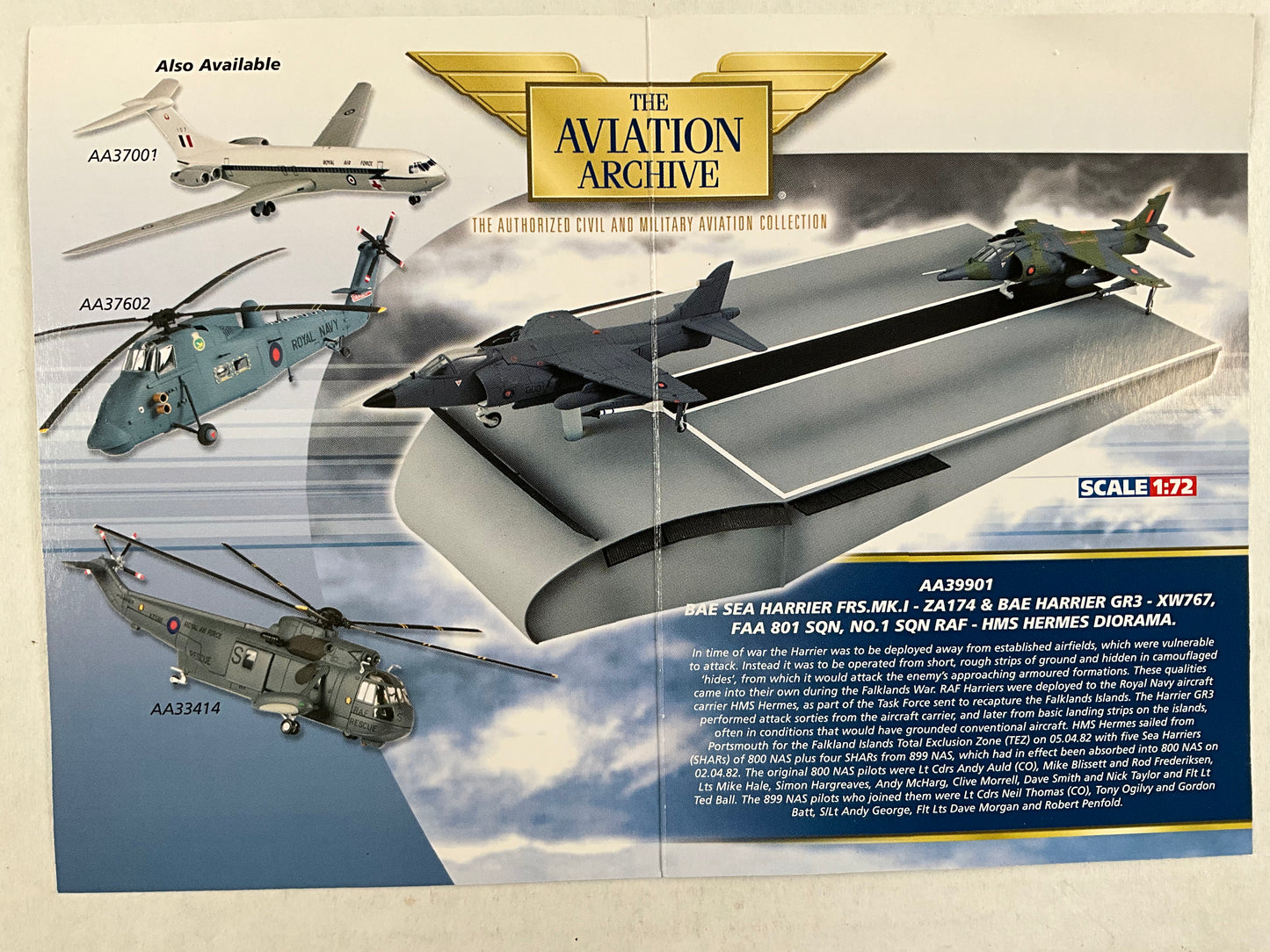 1/72 Corgi (AA39901) B.A.E. Sea Harrier FRS.Mk1 (ZA174) FAA 801 & Harrier GR3 (XW767) No.1 Sqn RAF HMS Hermes Diorama (Limited Edition #1331 of ONLY 1460)