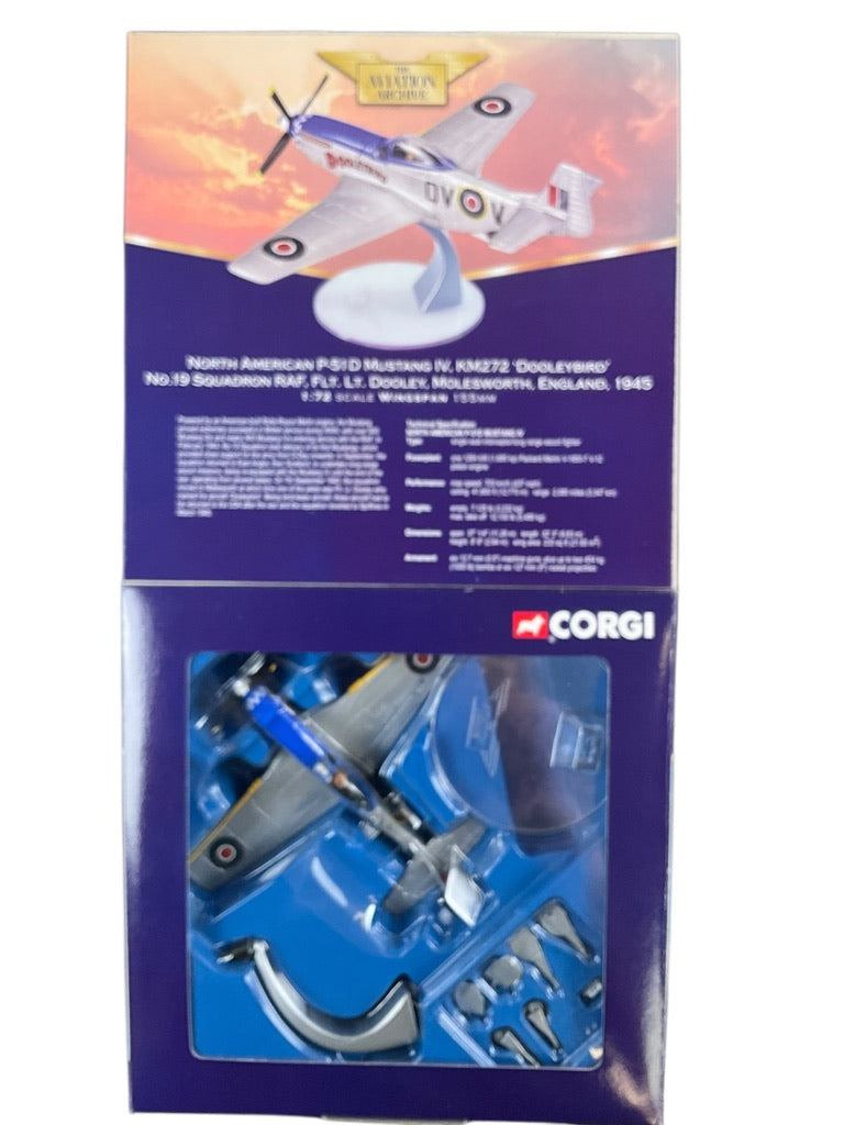 1/72 Corgi (AA32206) North American P51D Mustang IV (KM272) "DooleyBird" flown by Fl/Lt Dooley No.19 Sqdn R.A.F. England 1945 (Limited Edition #1885 of Only 2500)