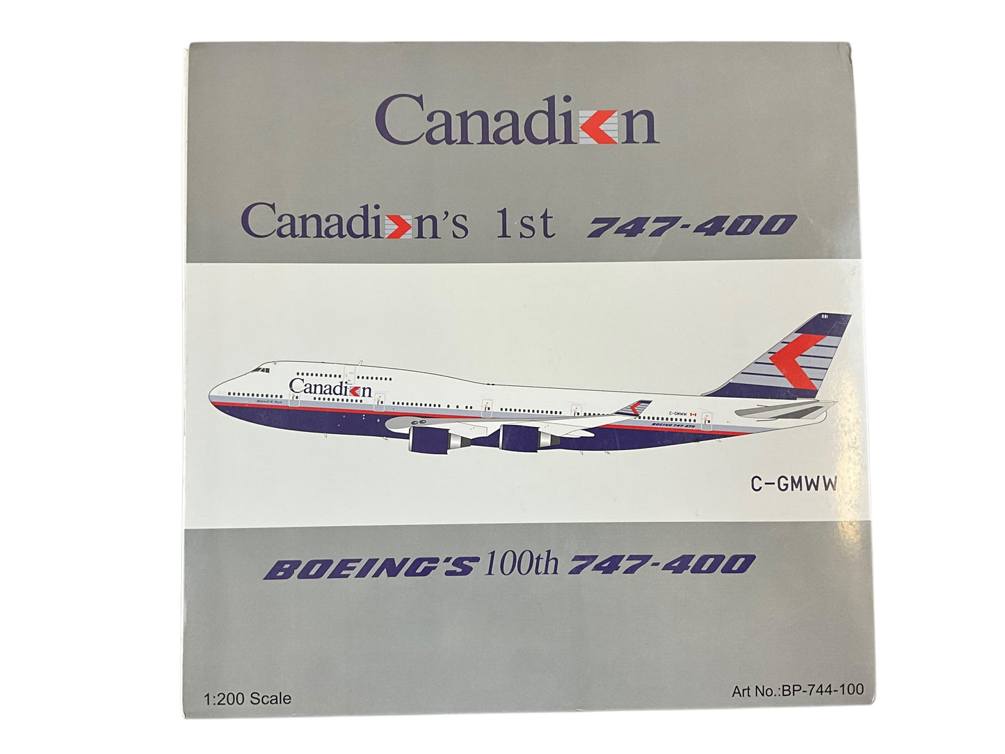 1/200 (Inflight200) B-Models (BP-744-100) Boeing B747-475 (C-GMWW) " Maxwell W. Ward " Boeing's 100th B747-400" 1st CDN "Chevron" Livery - Canadian Airlines International (Limited Edition)