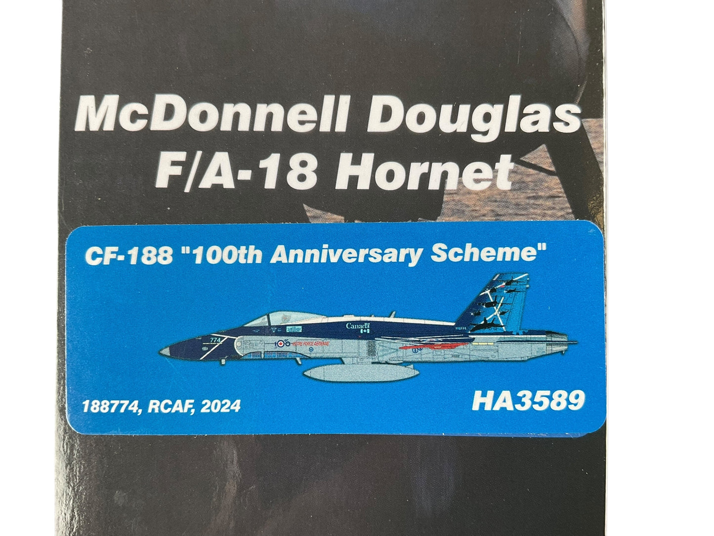 1/72 HobbyMaster (HA3589) McDonnell Douglas CF188 (F18A) Hornet (188774) "R.C.A.F. 100th Anniversary Scheme" R,C.A.F. 2024 (Limited Edition)