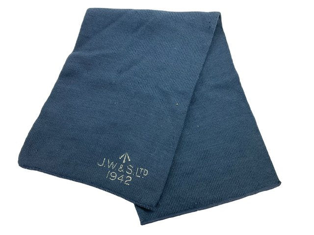 WW2 British RAF Blue Wool Scarf 1942 Dated