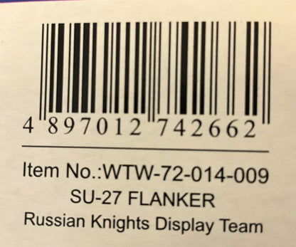 1/72 (Witty Wings) Sky Guardians (WTW-72-014-009) Sukhoi SU27 Flanker-B (Blue 06) "Russian Knights Display Team" Russian Air Force (Limited Edition) 2009 Release