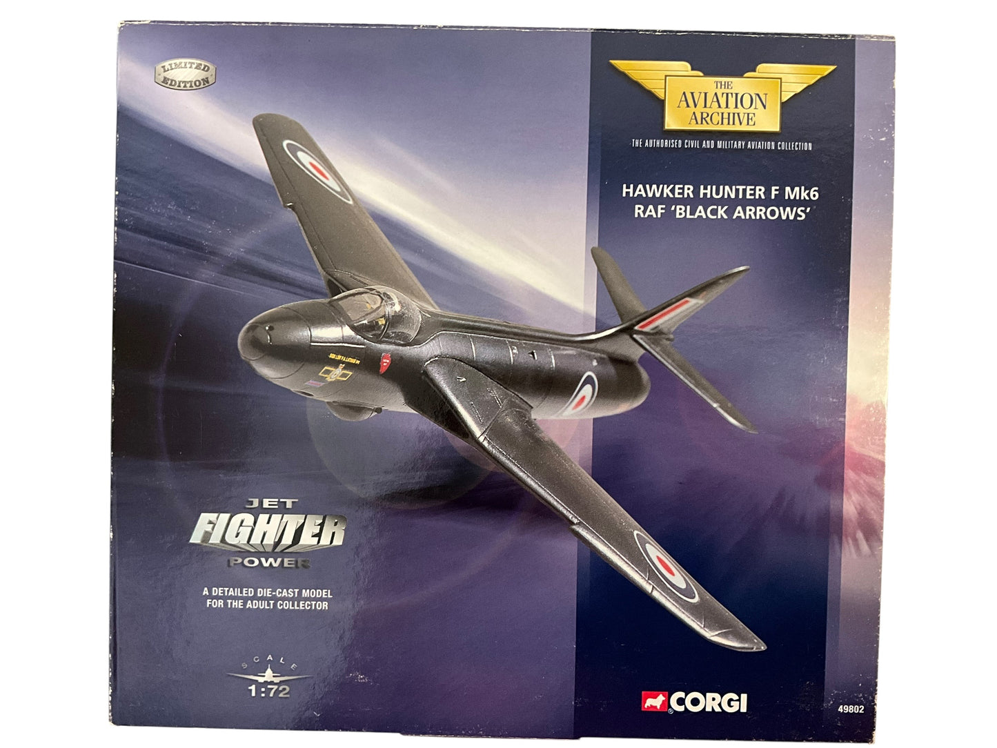 1/72 Corgi (AA49802) Hawker Hunter F Mk.6 (XF506/X) flown by S/L Peter A.Latham A.F.C. "Black Arrows" 1956-1961 No.111 Sqdn R.A.F. (Limited Edition #2790 of Only 6800) 2000 Release