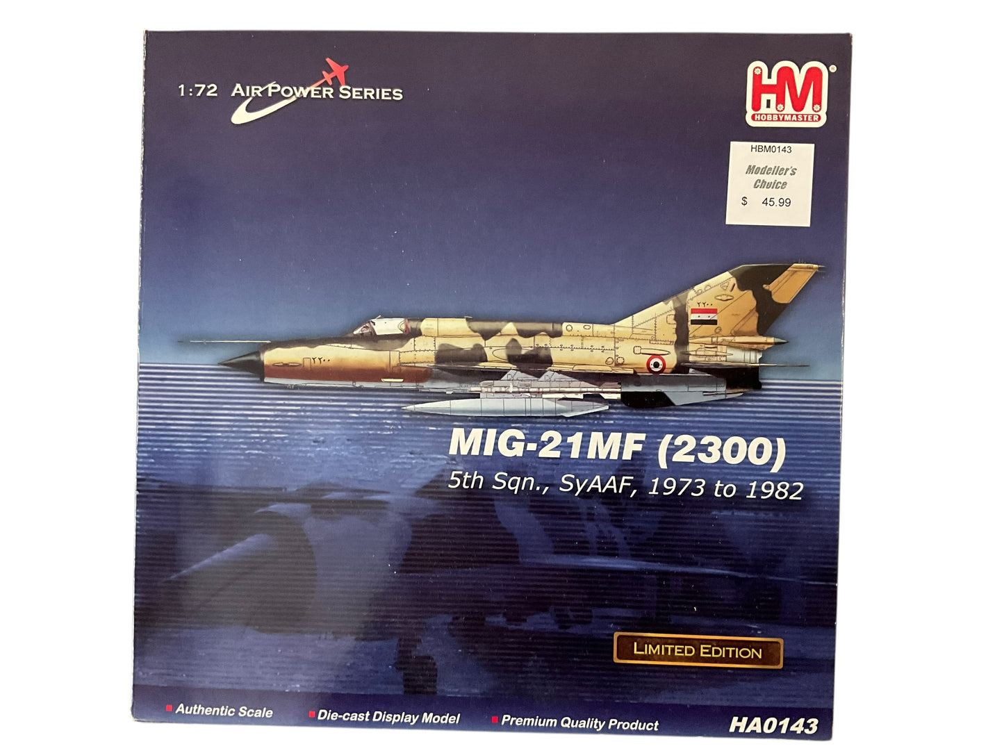 1/72 HobbyMaster (HA0143) Miikoyan MiG21MF Fishbed 1973-1982 5th Sqdn, Syrian Arab Air Force (Limited Edition #037 of Only 850)