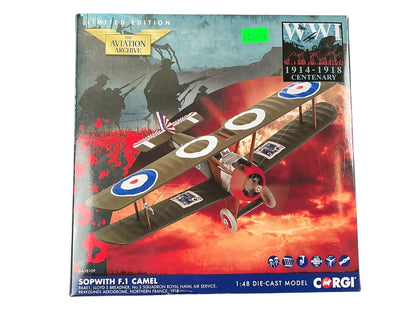 1/48 Corgi (AA38109) Sopwith F.1 Camel (B6491) flown by Flt/Lt Lloyd S, Breadner Naval 3 Sqdn R.N.A.S. Bray Dunes Aerodrome, France, 1918 (Limited Edition #0864 of Only 1000)