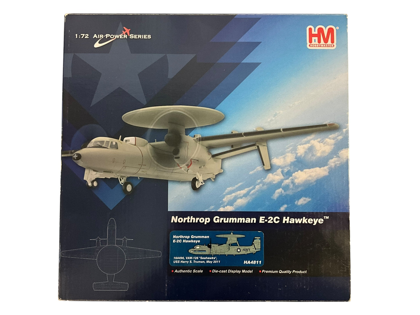 1/72 HobbyMaster (HA4811) Northrop/Grumman E2C Hawkeye (164496) May 2011 USS Harry S. Truman VAW-126 "Seahawks" U.S. Navy (Limited Edition)