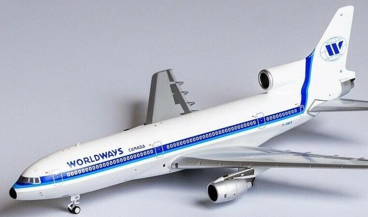 1/400 NG-MODELS (NG-310021) LOCKHEED L1011-385-50 TRISTAR (C-GEIS) - White & Blue with Gray Belly WWA Livery - WORLDWAYS CANADA (LIMITED EDITION)