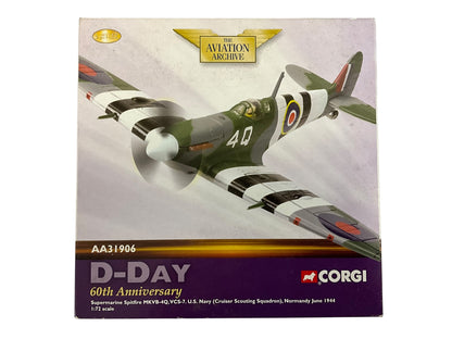 1/72 Corgi (AA31906) Supermarine Spitfire MK.VB (4Q) "D-Day 60th Anniversary" Normandy June 1944, VCS-7 (Cruiser Scouting Sqdn) U.S. Navy (Limited Edition #6147 of Only 7100) 2004 Release