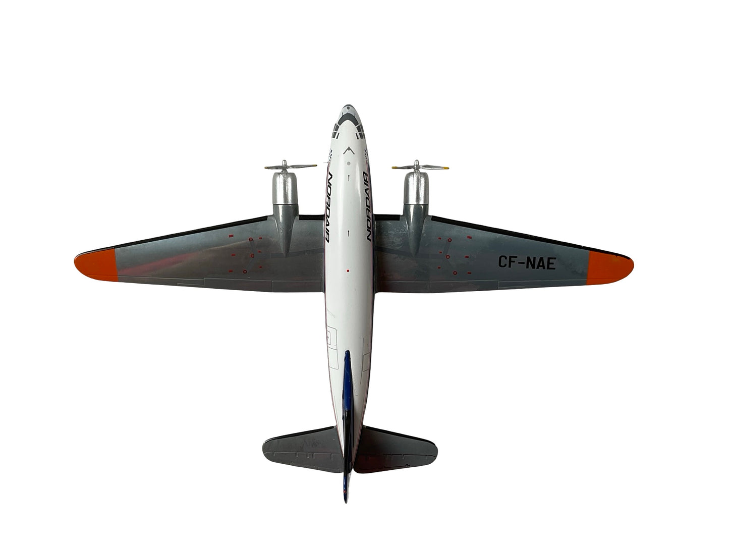 1/200 Western Models (AC2CFNAE) Curtiss C46A Commando (CF-NAE) "Nordair Canada"  Polished Aluminum with White & Blue NDA Livery, Nordair (Limited Edition of Only 200)