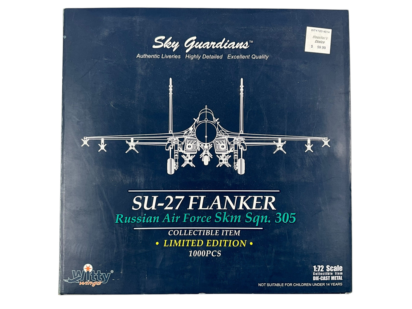 1/72 (Witty Wings) Sky Guardians (WTW-72-014-014) Sukhoi SU27SKM  Flanker-B (Blue 305) 3-Tone Grey Camo, Zhukovskiy AB 2003, Russia Air Force (Limited Edition #183 of Only 1000) 2011 Release